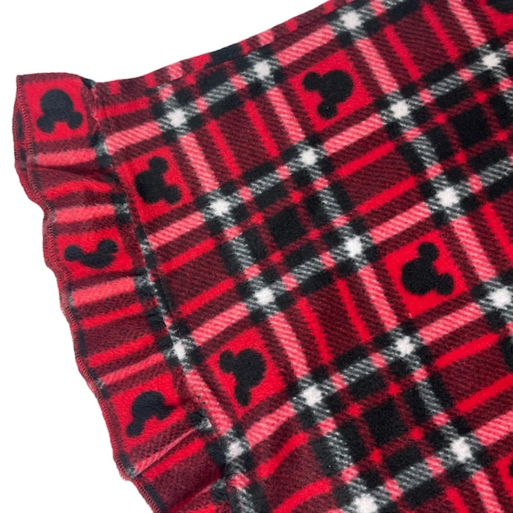 Disney Nightgown Lace Trim Bow Nightshirt Mickey Mouse Buffalo Plaid Tartan Red
